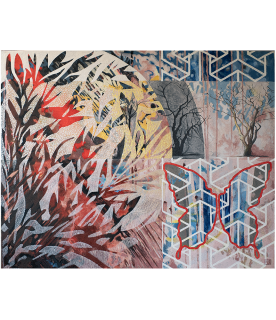 Une toile sur lin de grand format, un tableau 120 x 150 cm.