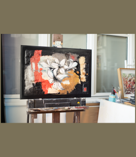 La peinture sur le chevalet de l'atelier.