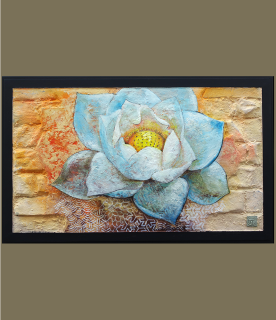 Le lotus est une peinture sur volume encadré.