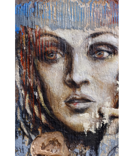 Une vue sur le portrait peint.
